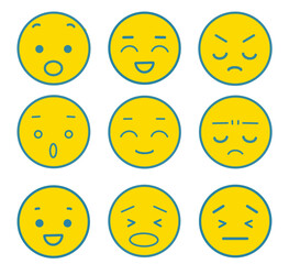 顔マークセット いろいろな表情の顔アイコン