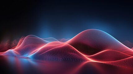 Abstract Red and Blue Neon Light Landscape