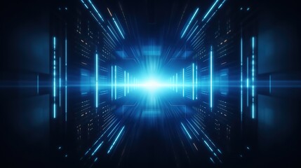 Abstract futuristic background with blue neon lines and light, futuristic, sci fi