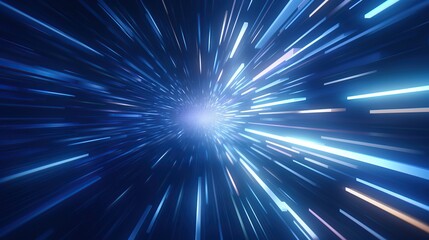Obraz premium Abstract blue light streaks radiating outwards. Background for futuristic, tech, speed, and energy themes