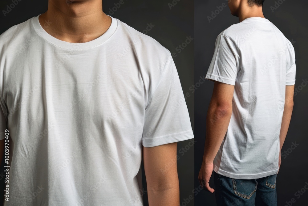 Sticker Blank white t-shirt mockup clothing apparel man.