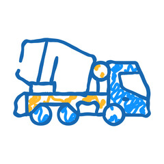 concrete truck doodle icon sketch vector. concrete truck sign. isolated symbol illustration