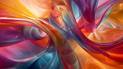 3D rendering of colorful abstract twisted wavy shape in motion. Computer generated geometric digital art. 