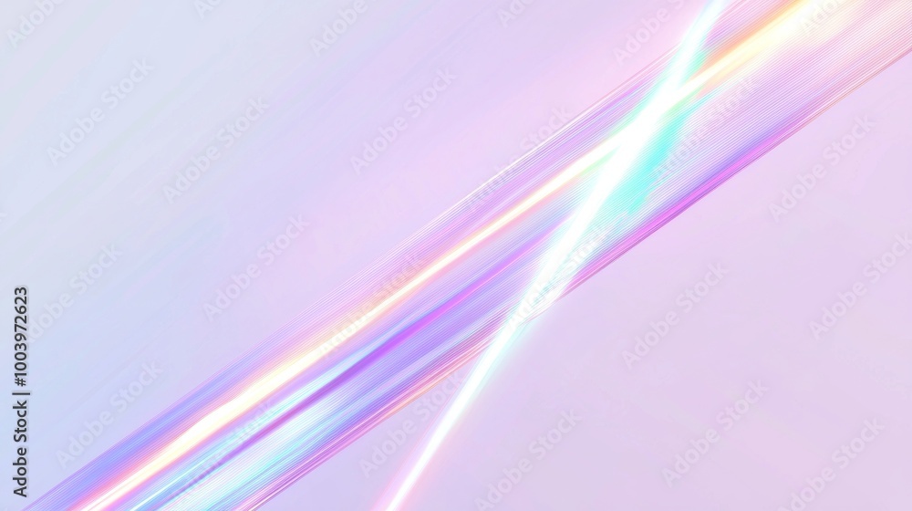 Poster vivid light beam creates colorful rainbow gradient on pastel background, adding modern energy. mesme