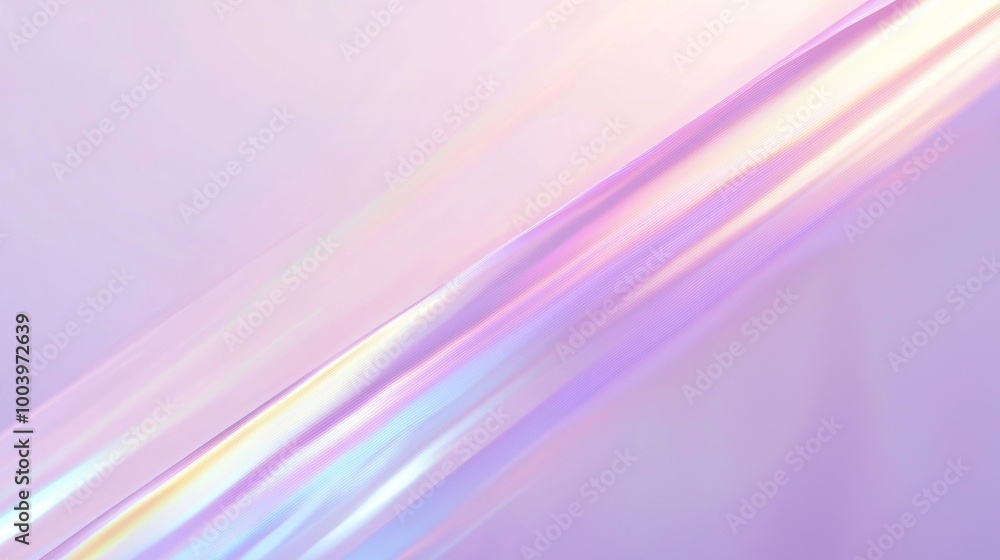 Poster Soft pink background with iridescent diagonal lines creating an abstract pattern, ideal for projects related to fashion, beauty, or design