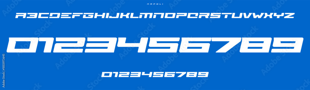 Aufkleber geometric wide bold font, sharp angular numbers and letters, dynamic numbers, perfect for sports bra