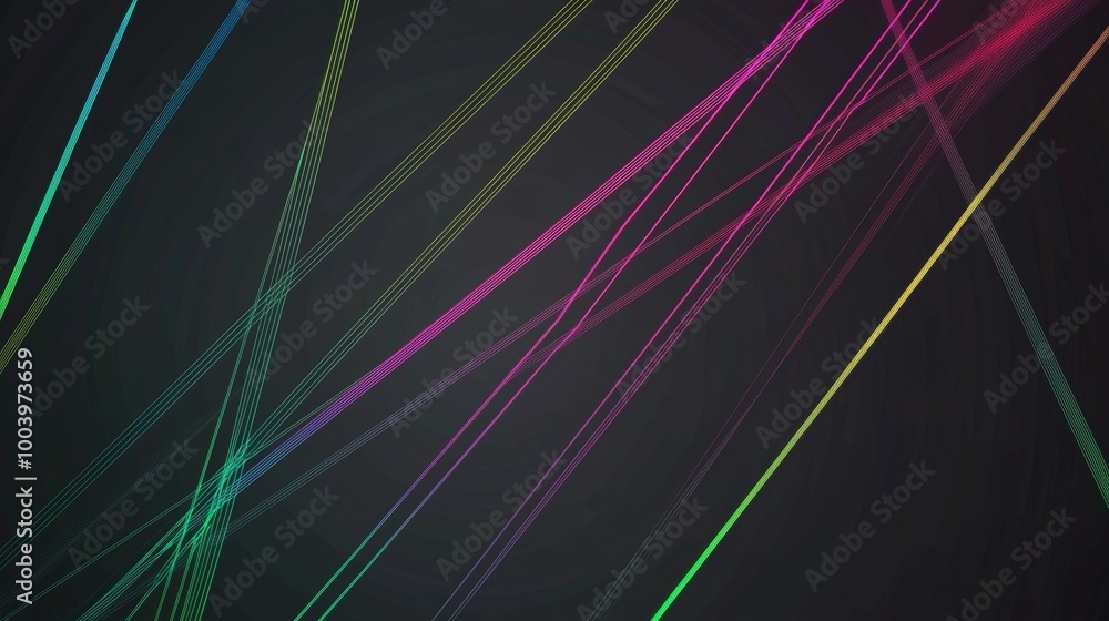 Poster colorful intersecting lines create a dynamic abstract background with vibrant colors, perfect for te