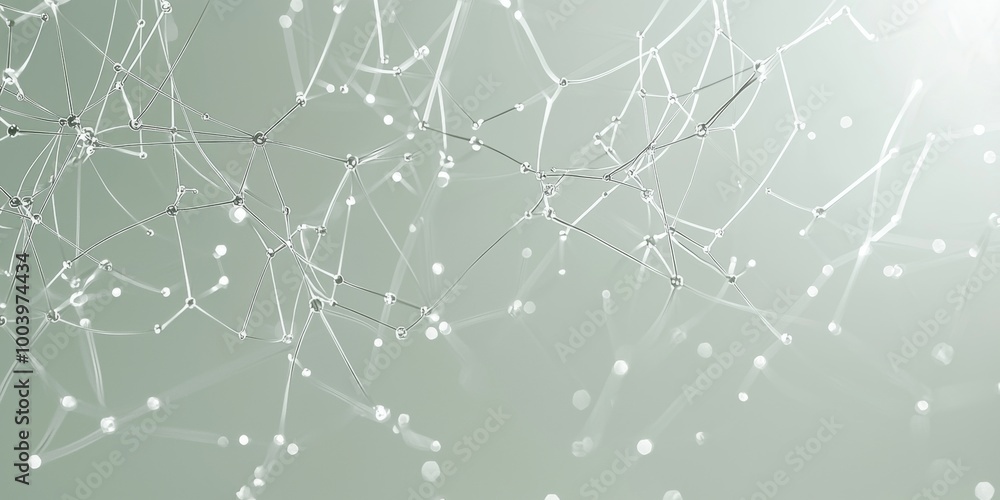 Poster abstract structure with connecting lines and dots representing network, technology or communication.