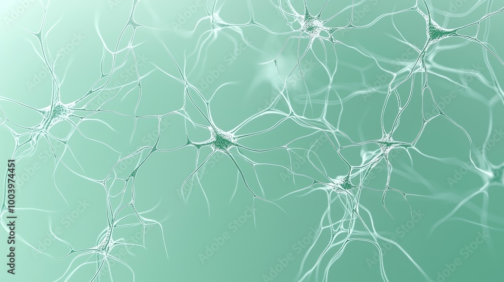 Poster 3d illustration of active neurons firing synapses in the nervous system of the brain, a concept for 