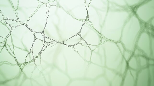 Intricate lines on green background symbolize modern technology, communication. Captivating pattern evokes futuristic intelligence, digital flow. Neural network design sparks visual thinking