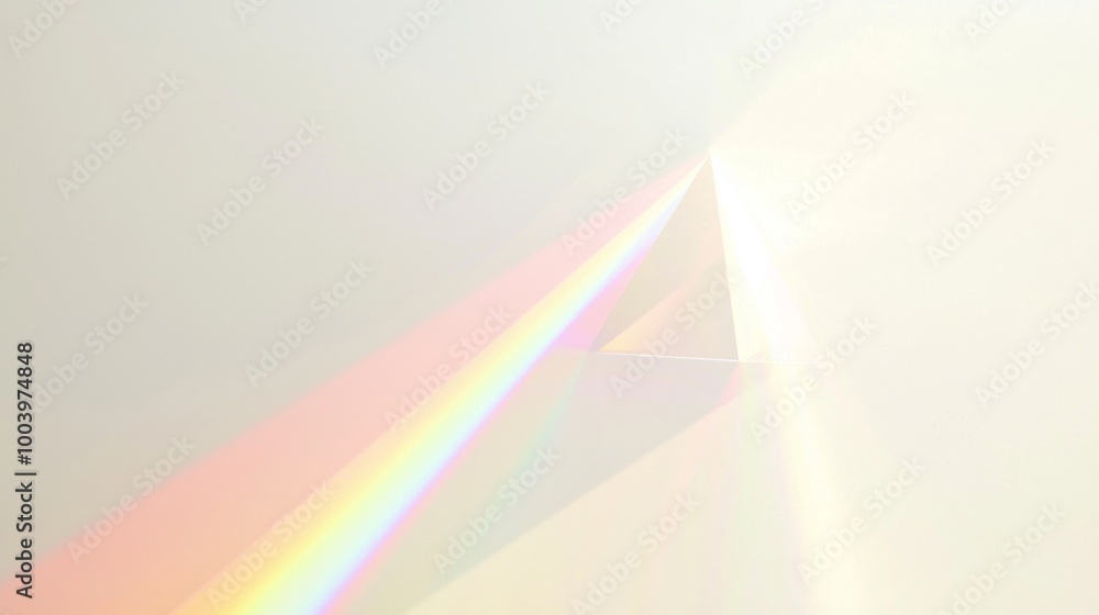 Poster stunning spectrum of rainbow colors refracts through a prism on a white background, showcasing scien