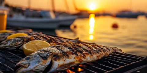 Obraz premium Sunset Grilled Fish