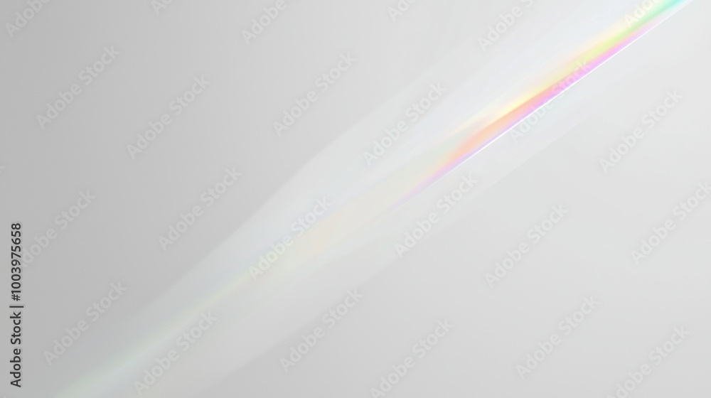 Poster vibrant rainbow light beam shines on a clean white background, creating a colorful spectrum with a m