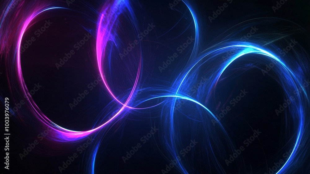 Aufkleber mesmerizing neon circles swirl in a dark space, creating a vibrant and futuristic design with a cosm