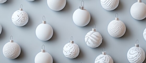 White Christmas Baubles Gray