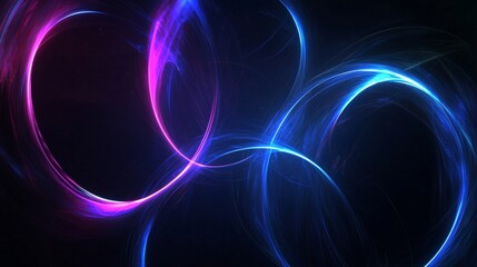Obraz premium Mesmerizing neon circles swirl in a dark space, creating a vibrant and futuristic design with a cosmic and electric vibe. Perfect for inspiring creativity and mystery