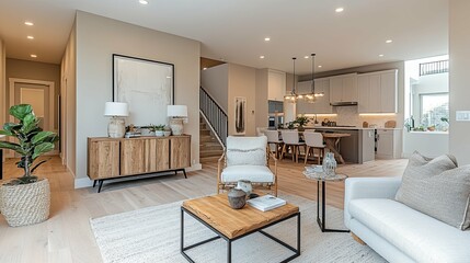 Modern Living Room with Open Kitchen and Natural Light