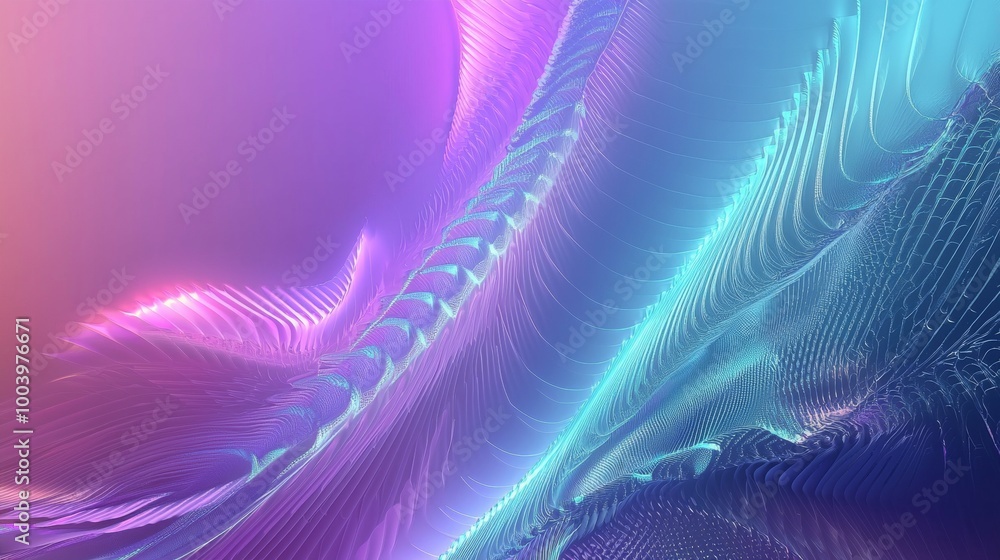 Poster abstract 3d rendering of colorful waves forming an abstract background. perfect for any project that