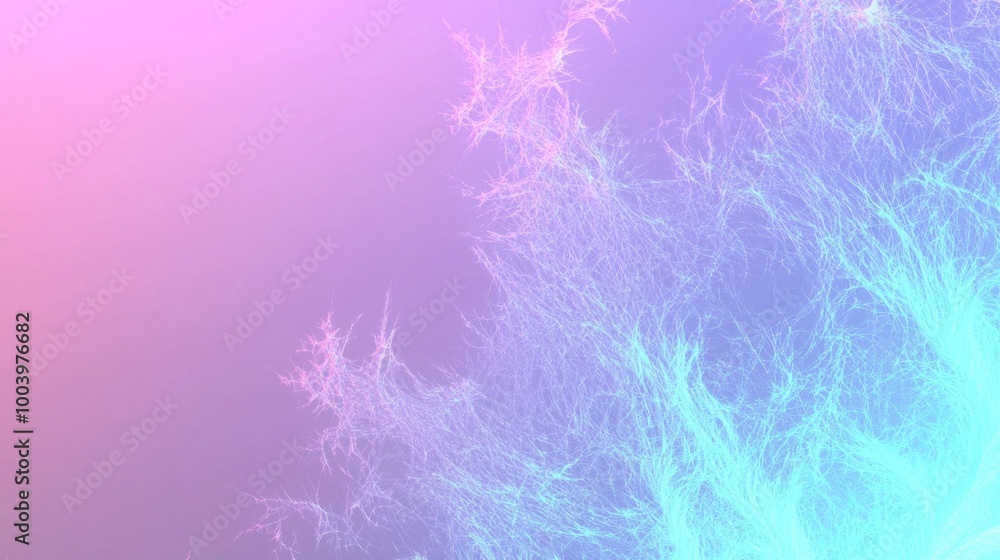 Poster intricate blue and pink light trails intertwine, forming a complex network against a soft gradient b