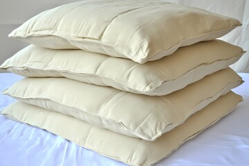 Soft Neutral Minimalist Pillows on White Background