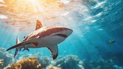 Majestic Shark Swimming in Crystal Clear Waters