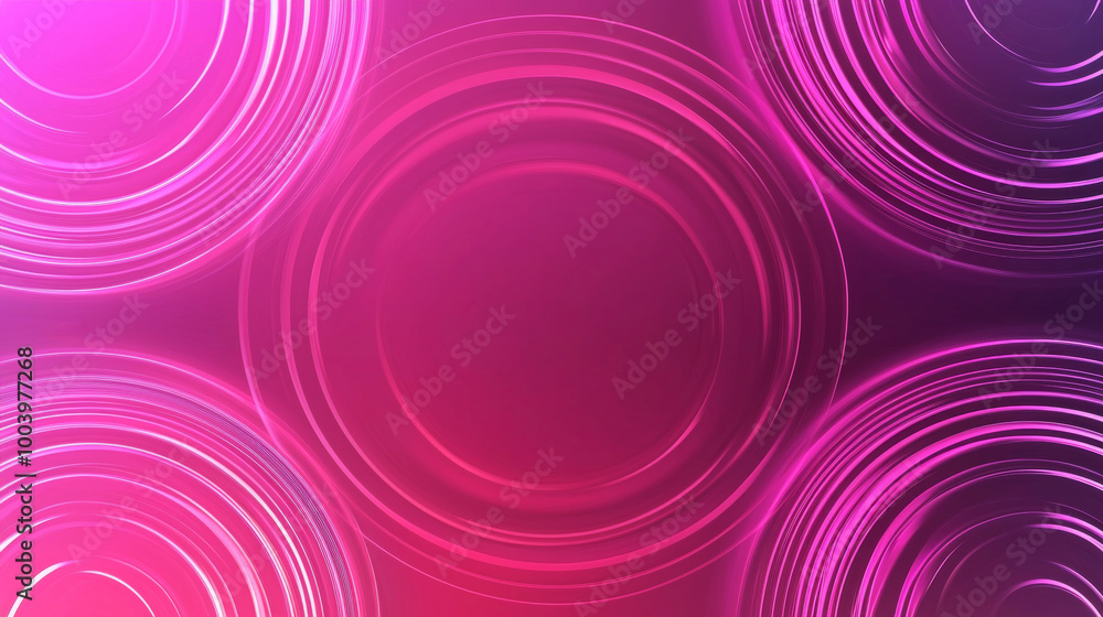 Poster vivid pink and purple gradient background with mesmerizing circular lines pattern exuding energy and