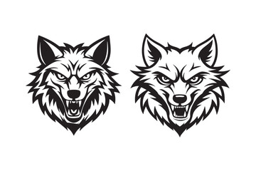 Angry Wolf Head Silhouette Vector Illustration