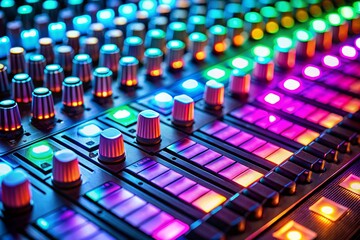 Fototapeta premium Colorful DJ Console with Illuminated Controls