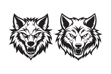 Angry Wolf Head Silhouette Vector Illustration