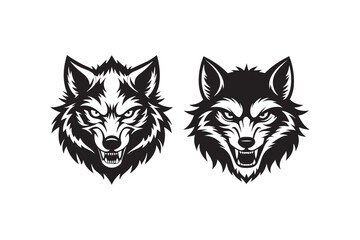 Angry Wolf Head Silhouette Vector Illustration