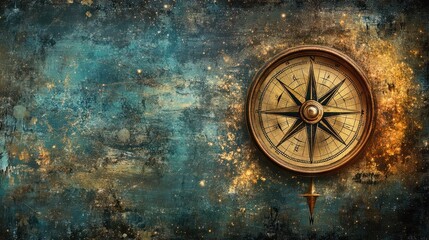 An artistic representation of a star chart combined with a compass, symbolizing exploration and discovery of the night sky