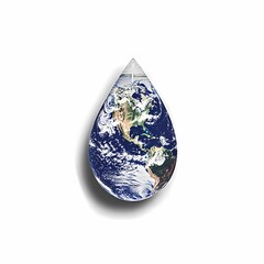 Fototapeta premium Glossy Water Droplet with Earth Representation