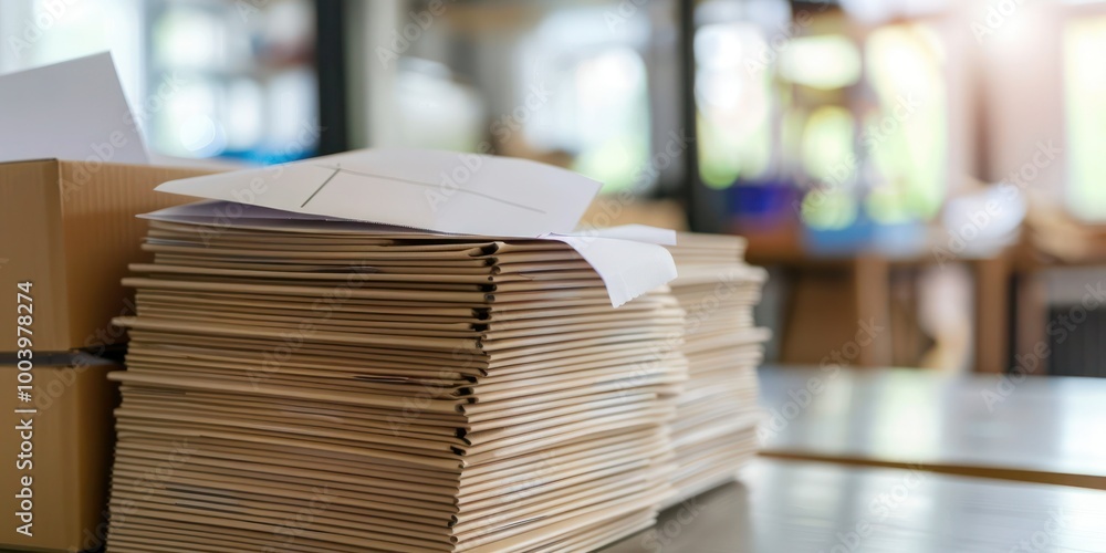 Aufkleber a stack of voting ballots being distributed at a polling station