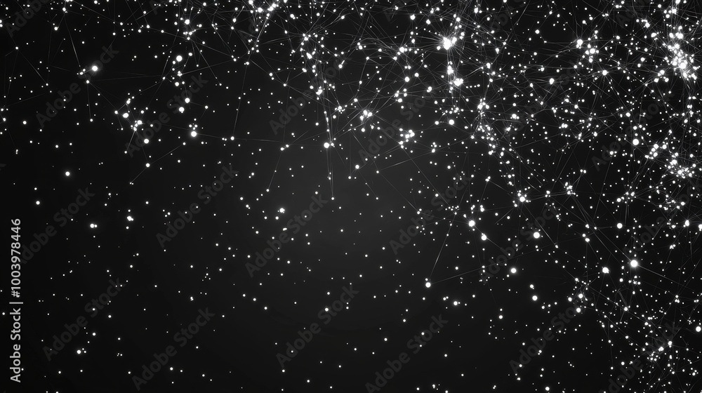 Poster shiny dots and lines connect in a futuristic digital background, perfect for tech and network projec