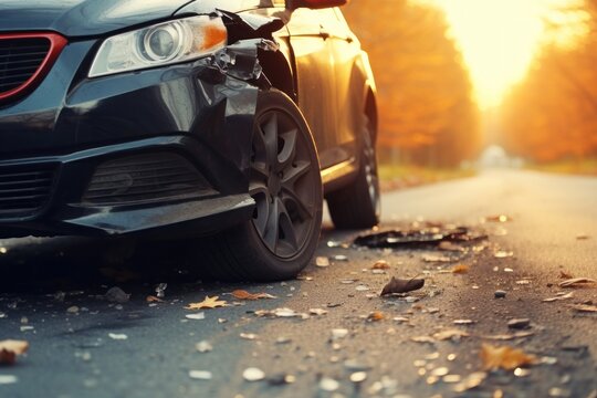 Broken car vehicle wheel road.