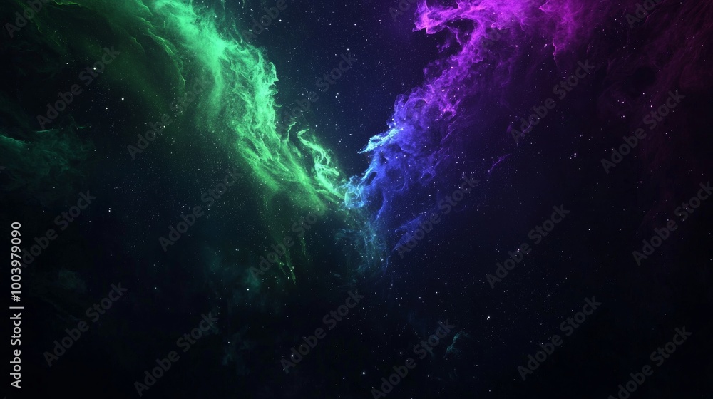Poster mesmerizing nebula clouds swirl in space, painting a breathtaking scene of cosmic colors blending an