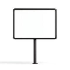 Blank Road Signpost with Large Rectangular Board on White Background