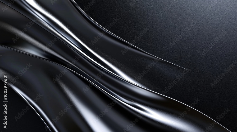 Aufkleber smooth and shiny metallic fabric flowing and reflecting light on a dark background, creating a luxur