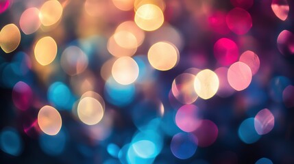 Fototapeta premium Abstract Bokeh Background of Colorful Lights, Blurred and Defocused, Creating a Festive and Dreamy Atmosphere