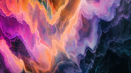 Abstract Glitch Art Background with Vivid Colors and Intricate Patterns, Featuring a Dynamic Composition of Swirling and Flowing Lines and Textures