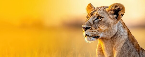 Side profile of a lion s face merging with an African savanna, highlighting the majestic presence of wildlife in its natural environment
