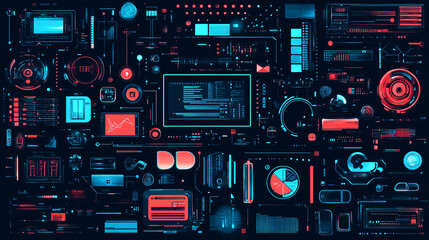 Fototapeta premium An assortment of technology symbols for tech-related designs.