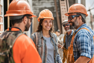 Diverse construction workers of different ages and ethnicities working on-site together, Industry people