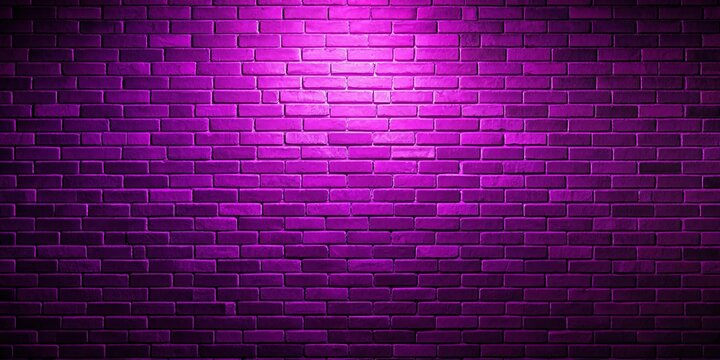 Fototapeta A vibrant purple brick wall bathed in a spotlight, creating a captivating and dramatic backdrop for any design project.