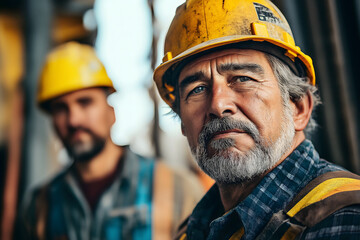 Diverse construction workers of different ages and ethnicities working on-site together, Industry people