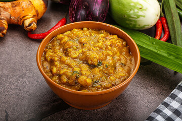 Indian cuisine Dal Tadka soup