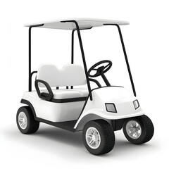 White Golf Cart with Clean Modern Design on Isolated Background
