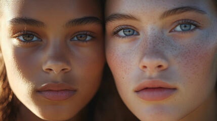 faces of two athletic girls