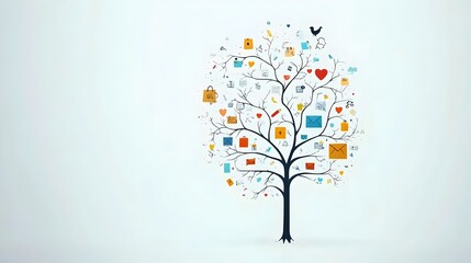 Digitally Interconnected Tree of Online Conversations A conceptual depicting the branching structure of digital interactions and communications across the internet and social networks