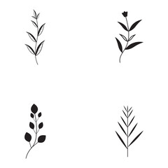 Floral Branch and Minimalist Flowers for Logo or Tattoo